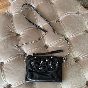 Betsey Johnson Black Leather Studded Wristlet